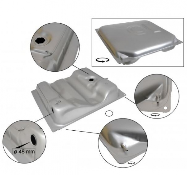 Fuel-tank-48-mm-hole-60-L-7-mm-fuel-outlet-VW-Bus-T3-251201075AE